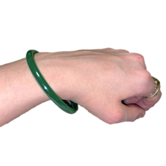 GREEN Agate Bangle Thin Rounded 6mm Width 7.75 - 8” Bracelets - Picture 1 of 2